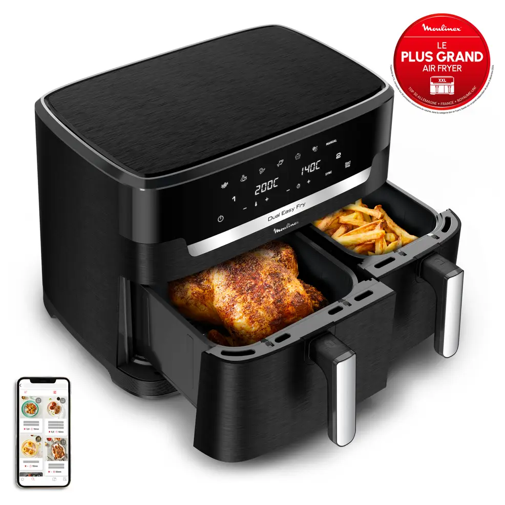 AIR FRYER MOULINEX 11L EASY FRY DUAL XXL DOUBLE TIROIR